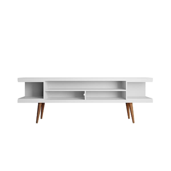 Manhattan Comfort Utopia 70.47" TV Stand with Splayed Wooden Legs and 4 Shelves in White 19754 - main